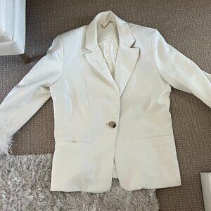 House of CB Ivory Blazer with feather trim size Medium